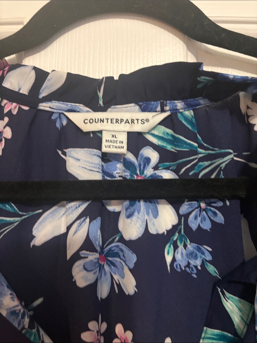 Counterparts Navy Blue Floral Tie-Front Blouse - Picture 2 of 2
